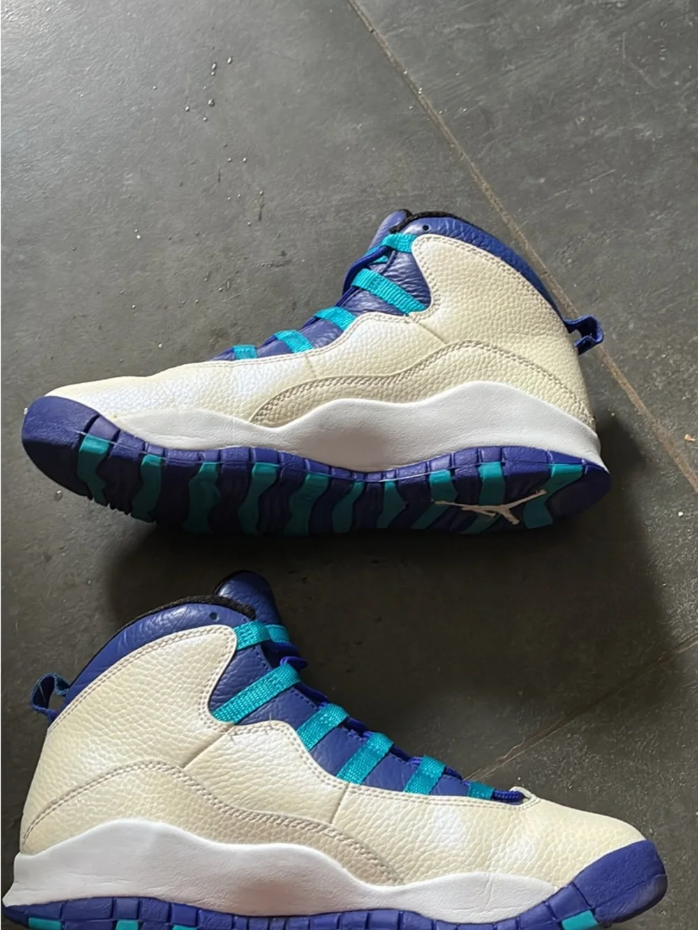 Jordan Kids White Sneakers with Blue and Teal Accents